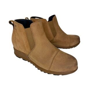 Sorel Evie II Chelsea Boots Ankle Leather Suede Slip On Tan Taffy Size Womens 10